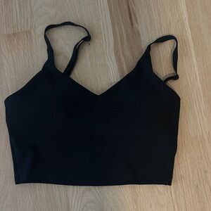 Athleta Black ribbed crop Top/Bra. Never worn, no tags